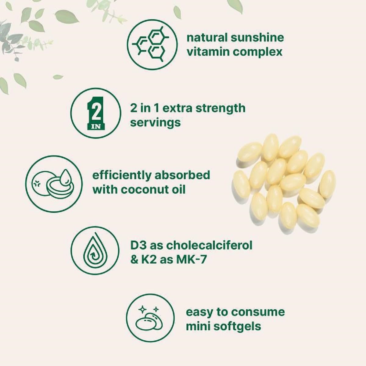 WFWJ vitamina d3 10000 iu y k2 200 mcg cápsulas blandas