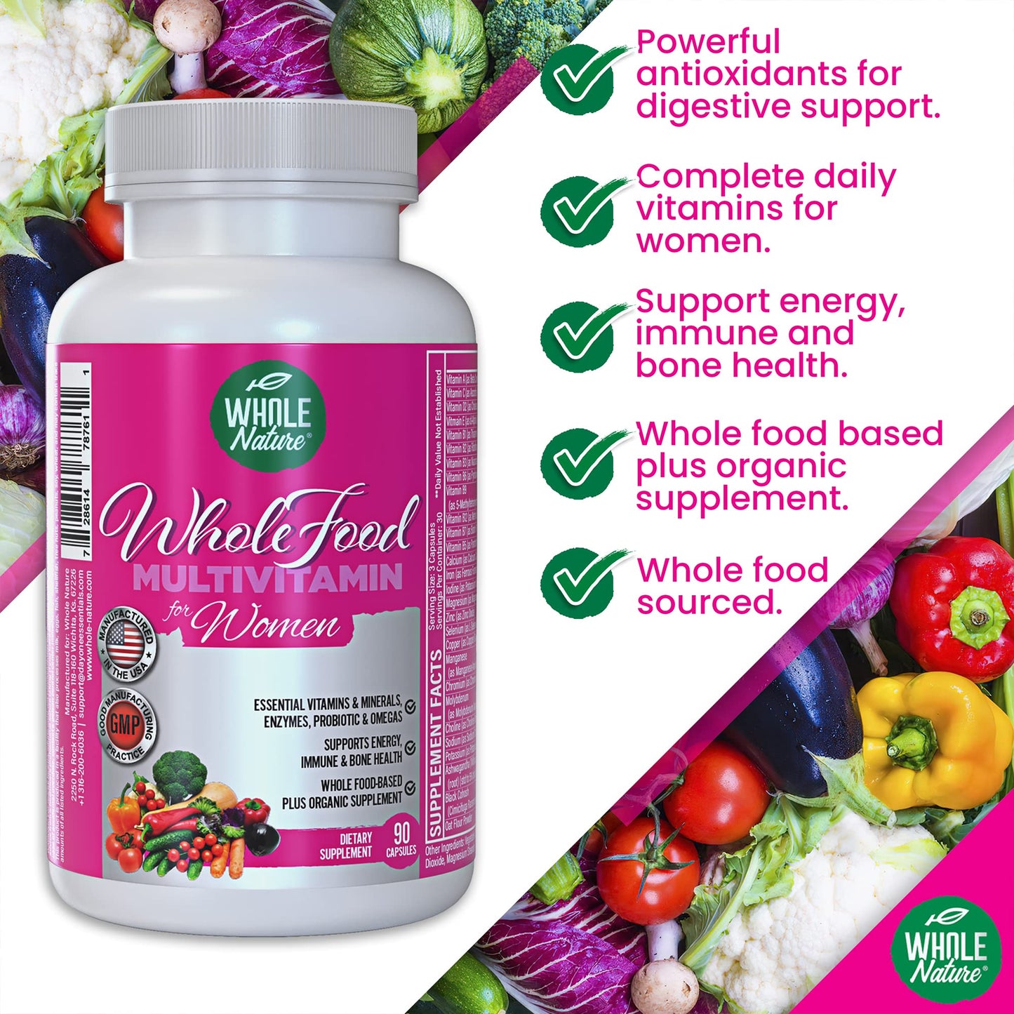 WHOLE NATURE multivitamínico etiqueta trasera