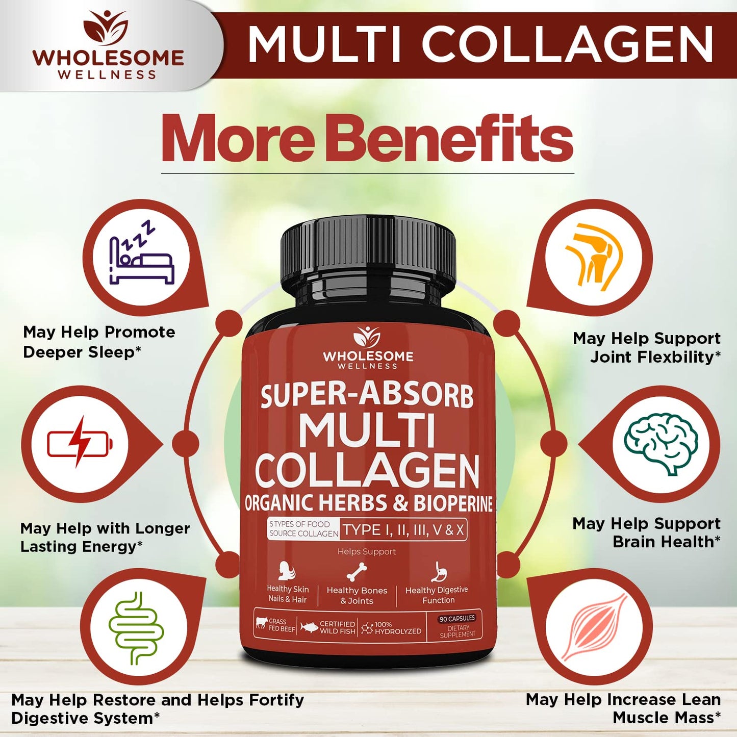 Wholesome Wellness suplemento natural vitamina c y colágeno