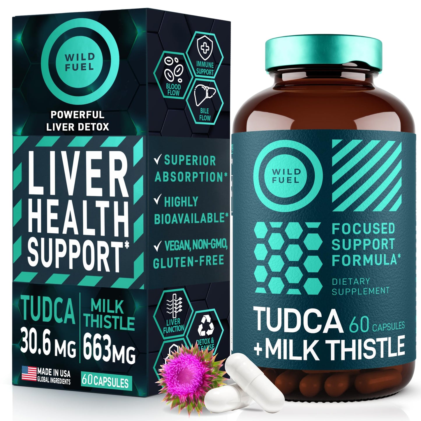 Suplemento WILD FUEL para limpieza hepática con extracto de cardo mariano