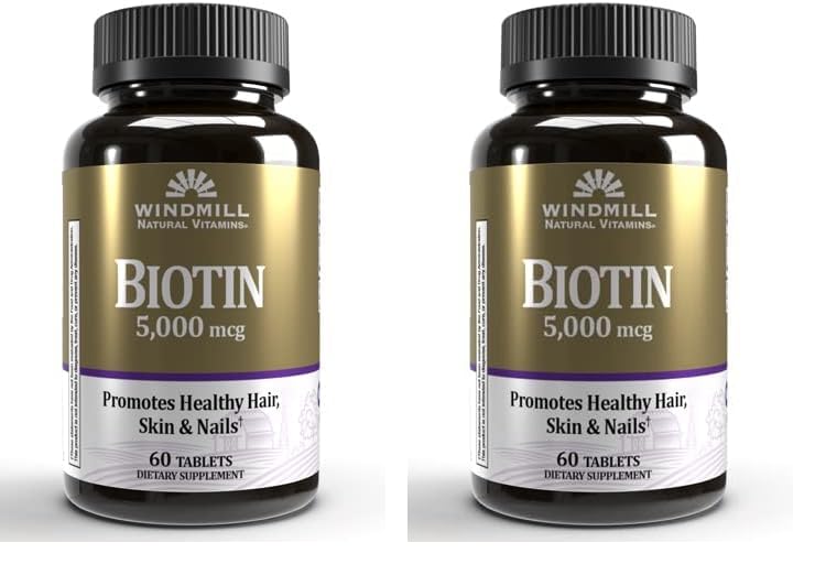 Windmill Natural Vitamins Biotina 5000 mcg paquete doble 60 cápsulas