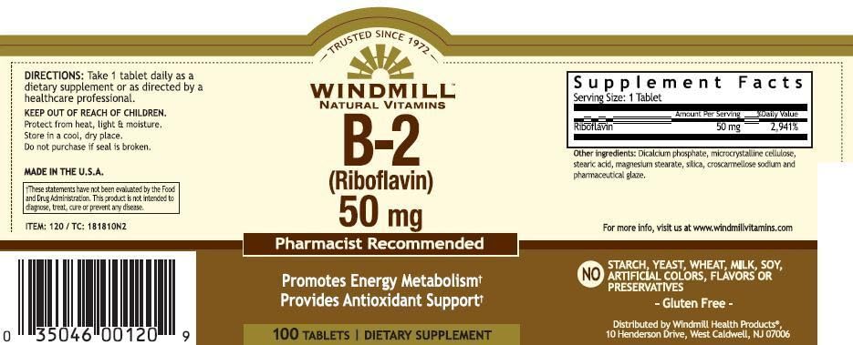 Windmill suplemento vitamina B-2 riboflavina para salud