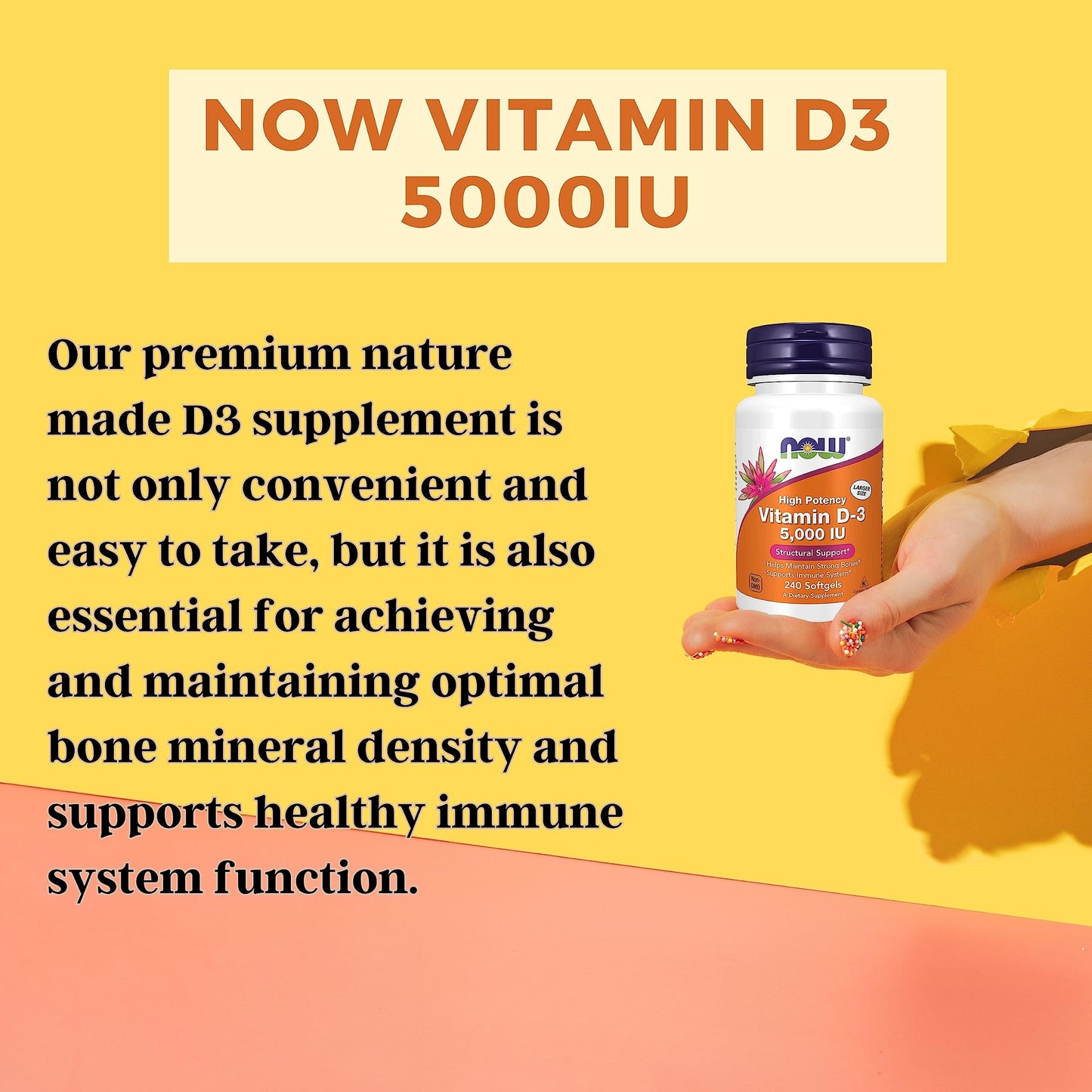 Worldwide Nutrition Vitamina D3 5000 UI - Vista lateral