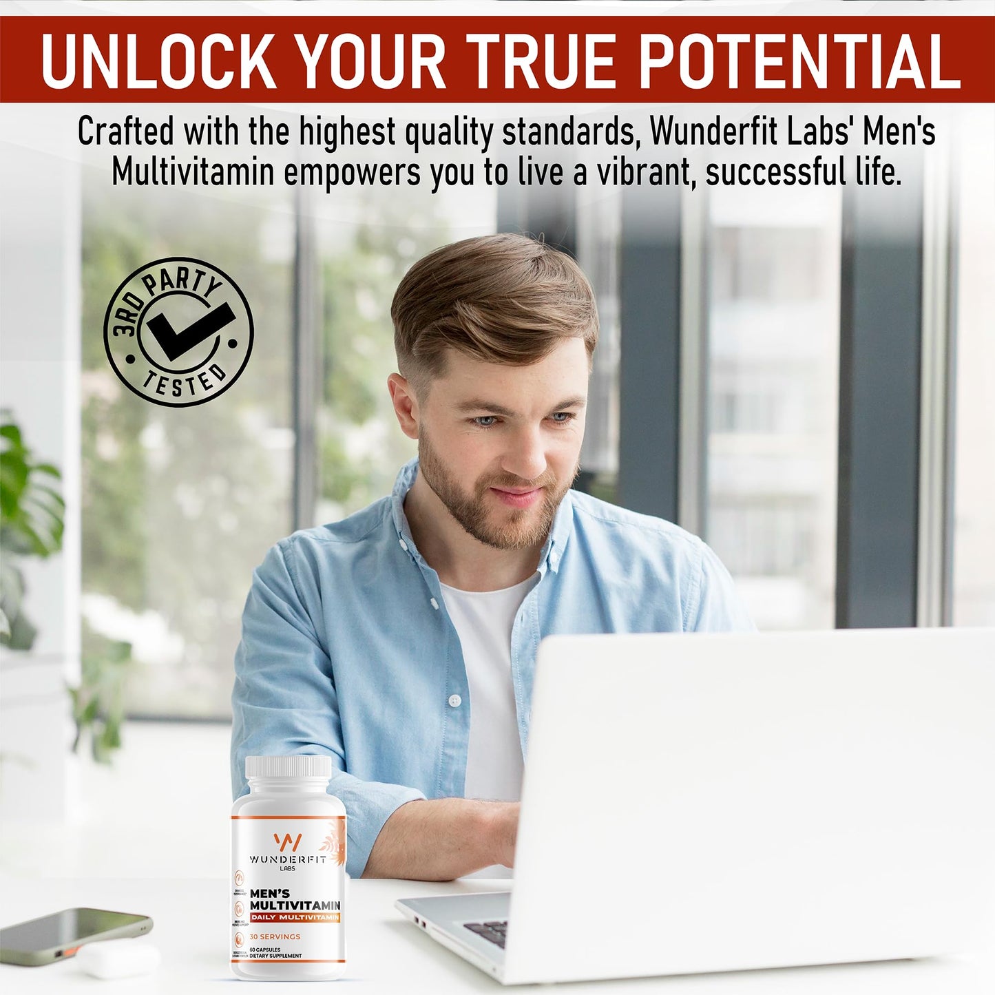 Parte posterior envase Wunderfit multivitamínico hombres