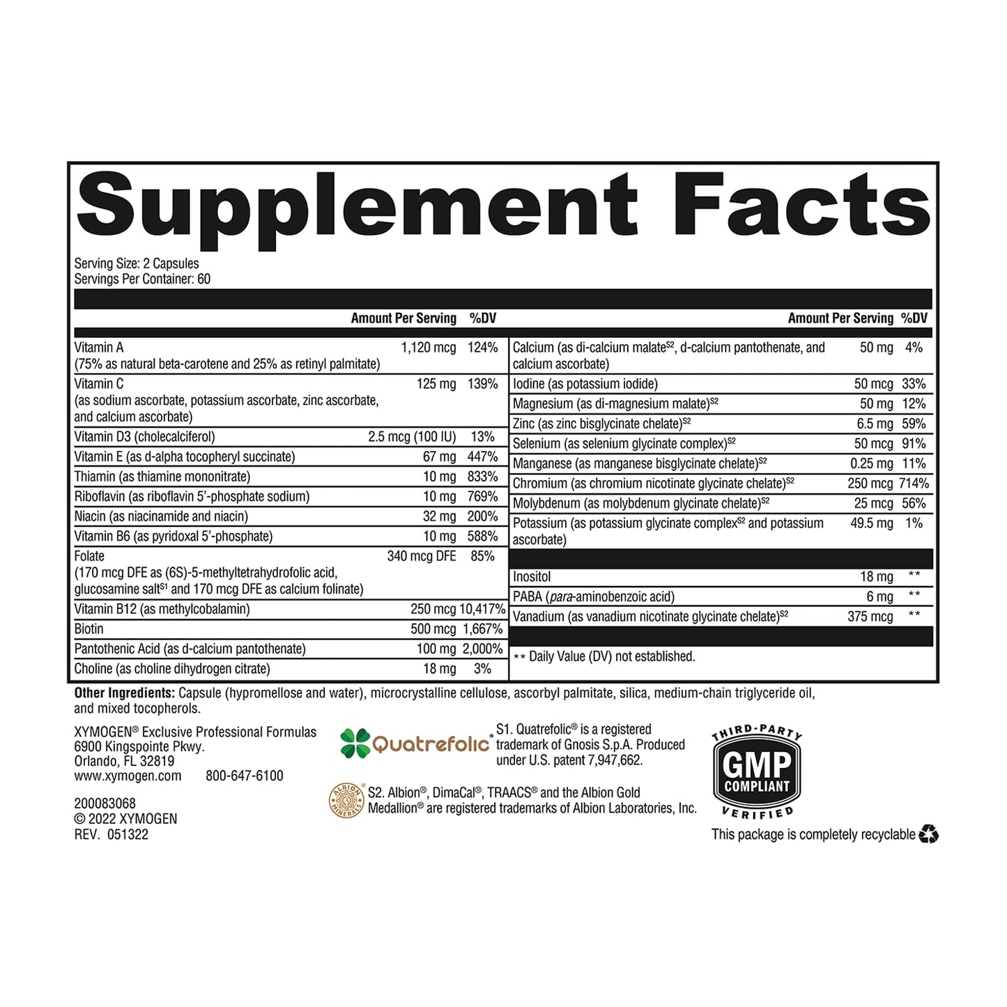 XYMOGEN ActivNutrients sin gluten ni lácteos