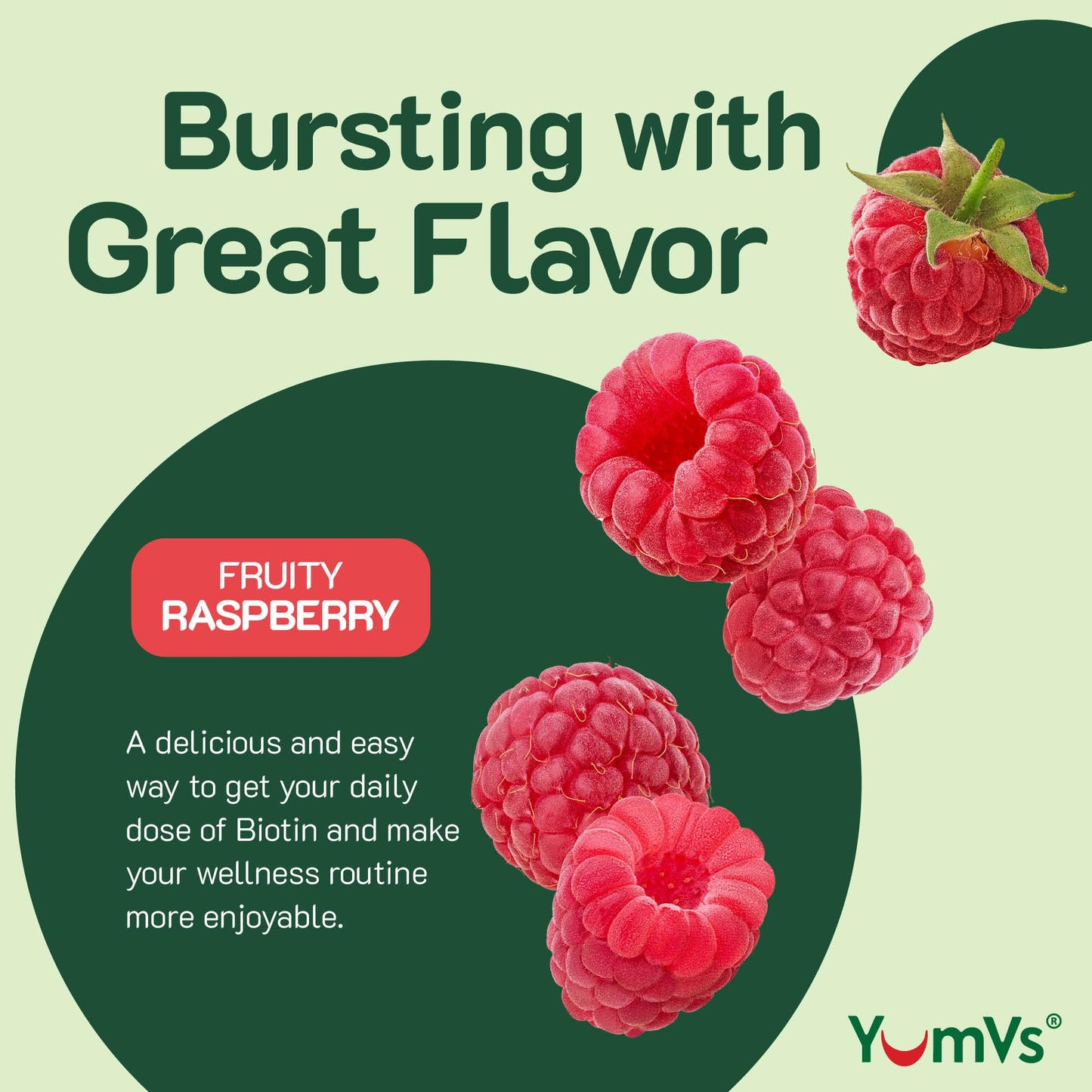 YumVs suplemento biotina sabor frambuesa 120 gomitas pack