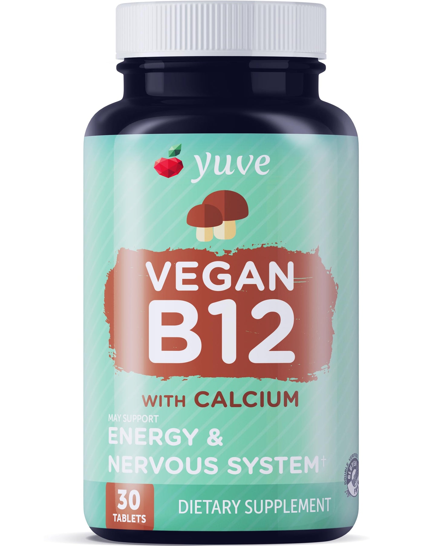 Yuve Vegan B12 1000mcg tabletas con calcio para energía y concentración