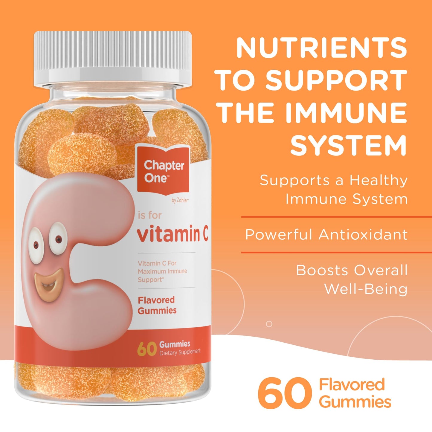 Gomitas sabor naranja Zahler vitamina c para niños y adultos