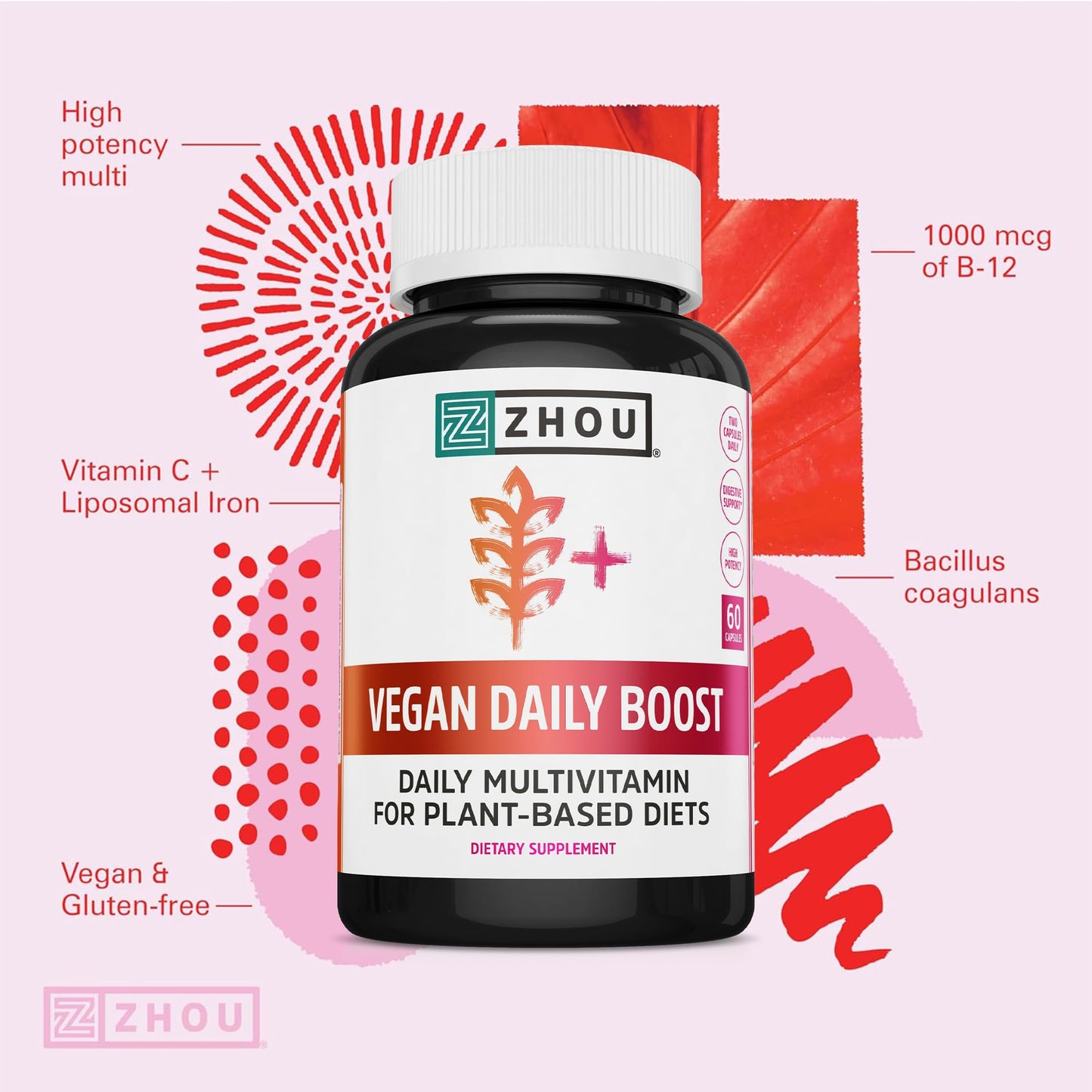 Zhou Multivitamínico destacando sus ingredientes clave
