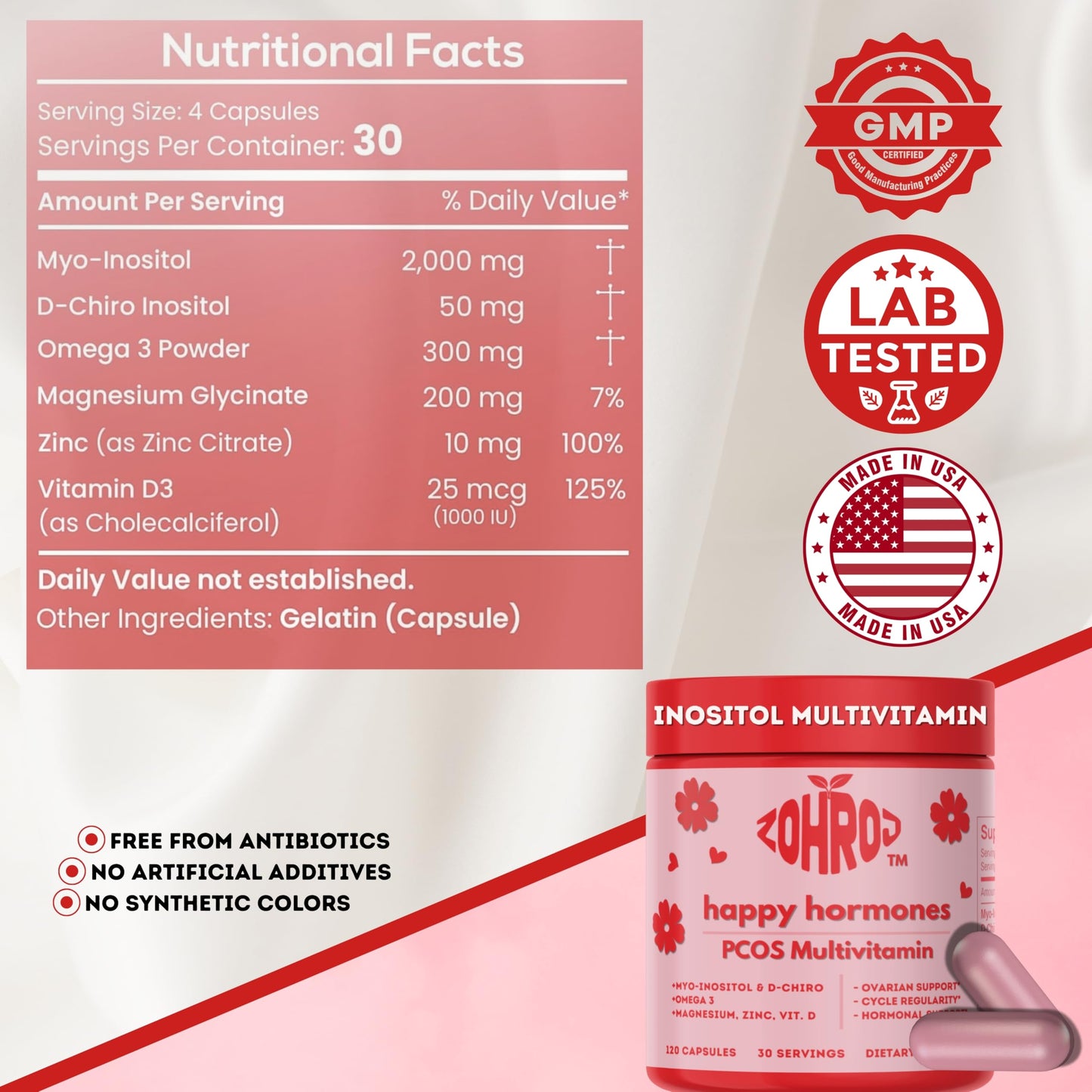 Paquete de cápsulas multivitamínicas para mujeres ZOHROJ