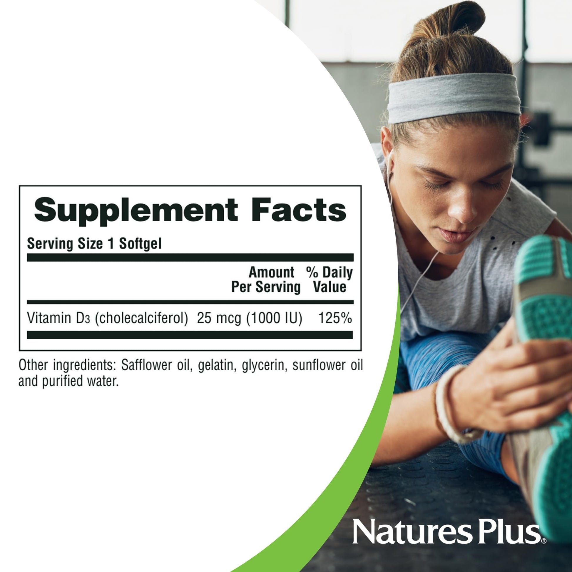 180 softgels de vitamina D3 Natures Plus