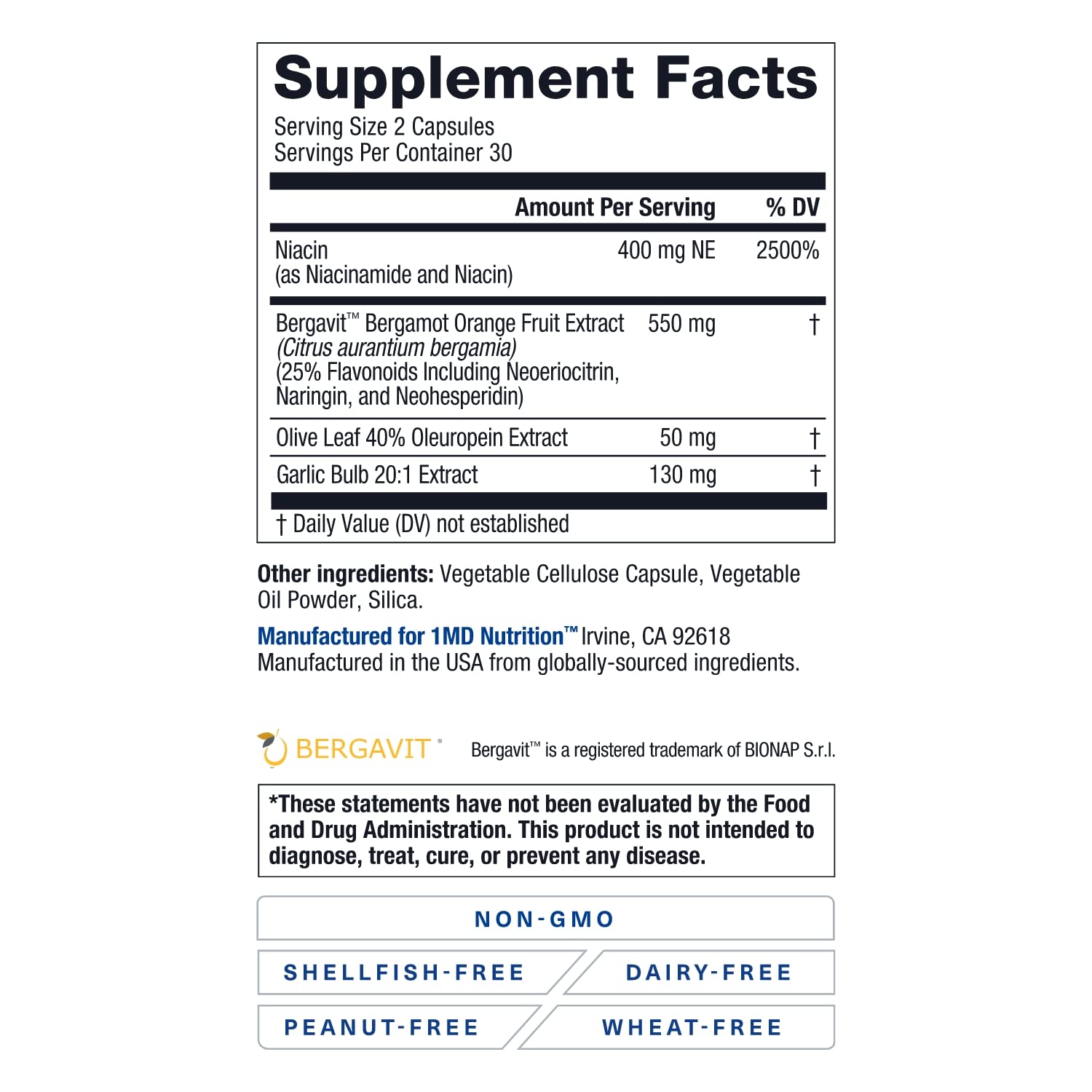 1MD Nutrition CholestMD suplemento vista lateral