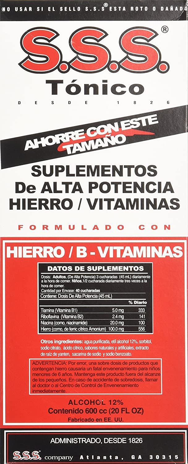 20 oz S.S.S. tónicum con vitaminas B y hierro