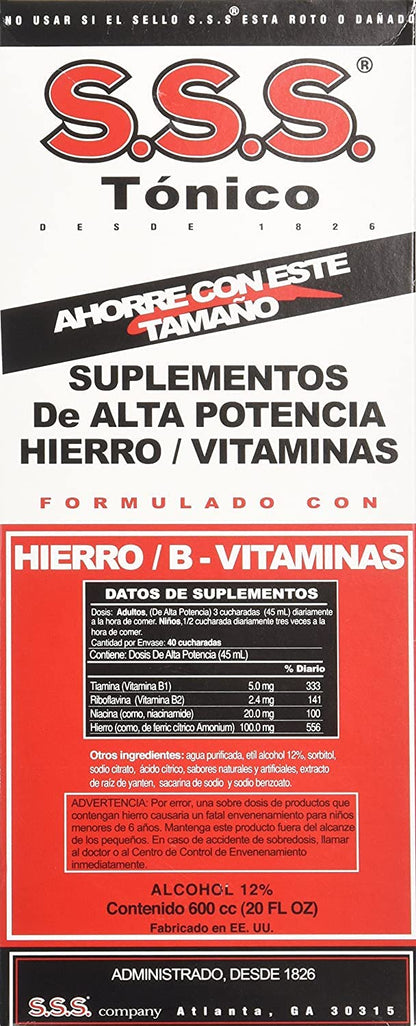 20 oz S.S.S. tónicum con vitaminas B y hierro