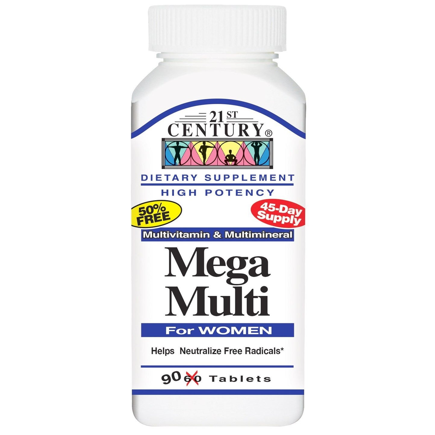 21st Century Mega Multi multivitamínico para mujeres 90 tabletas caja