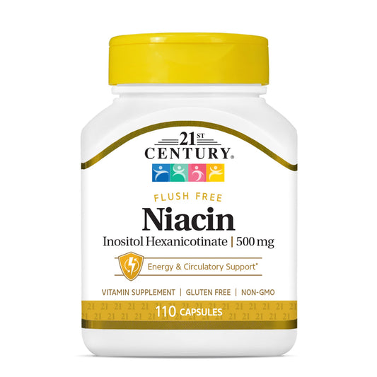 21st Century Niacina Sin Enrojecimiento 500mg botella frontal