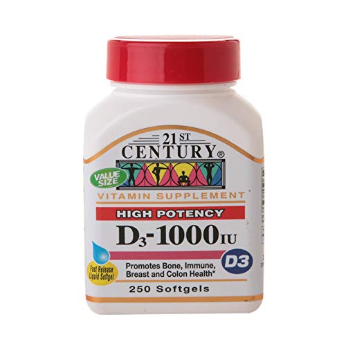 Paquete de 3 21st Century D3 1000 UI Softgels con 250 cápsulas cada uno
