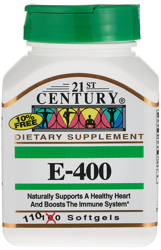 21st Century Vitamina E 400IU cápsulas blandas antioxidante