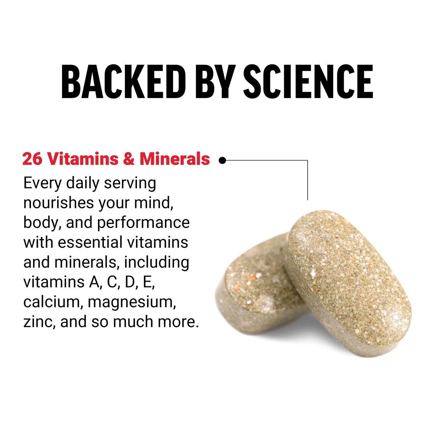 26 vitaminas y minerales en multivitamínico Force Factor para hombres mayores de 50.