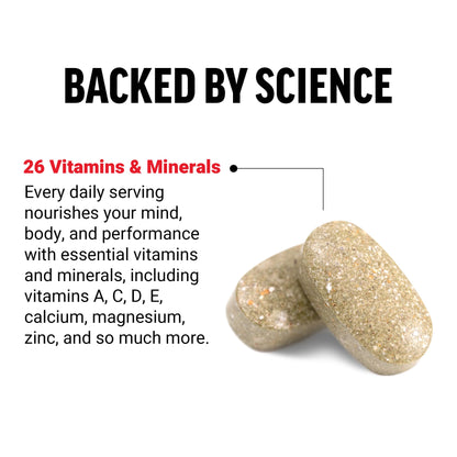 26 vitaminas y minerales en multivitamínico Force Factor para hombres mayores de 50.