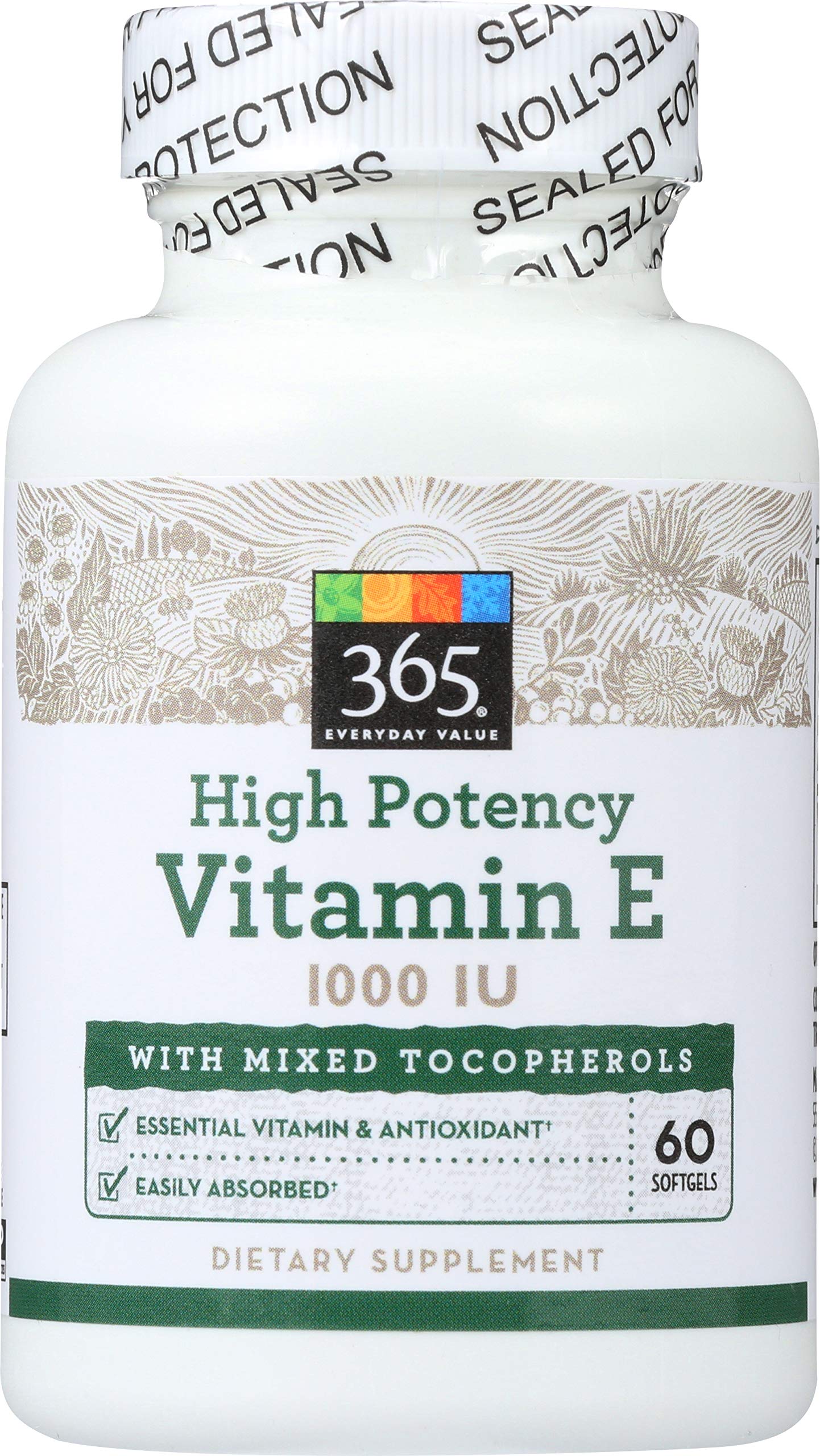 365 Everyday Value Vitamina E 1000 IU cápsulas