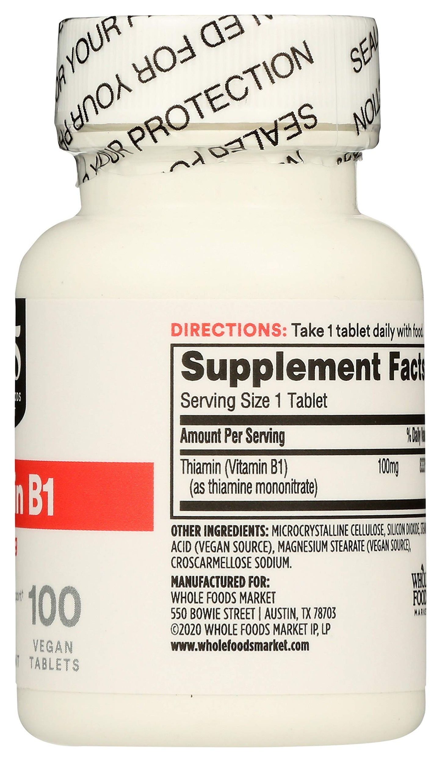 365 Whole Foods Market tableta vitamina B1 en detalle