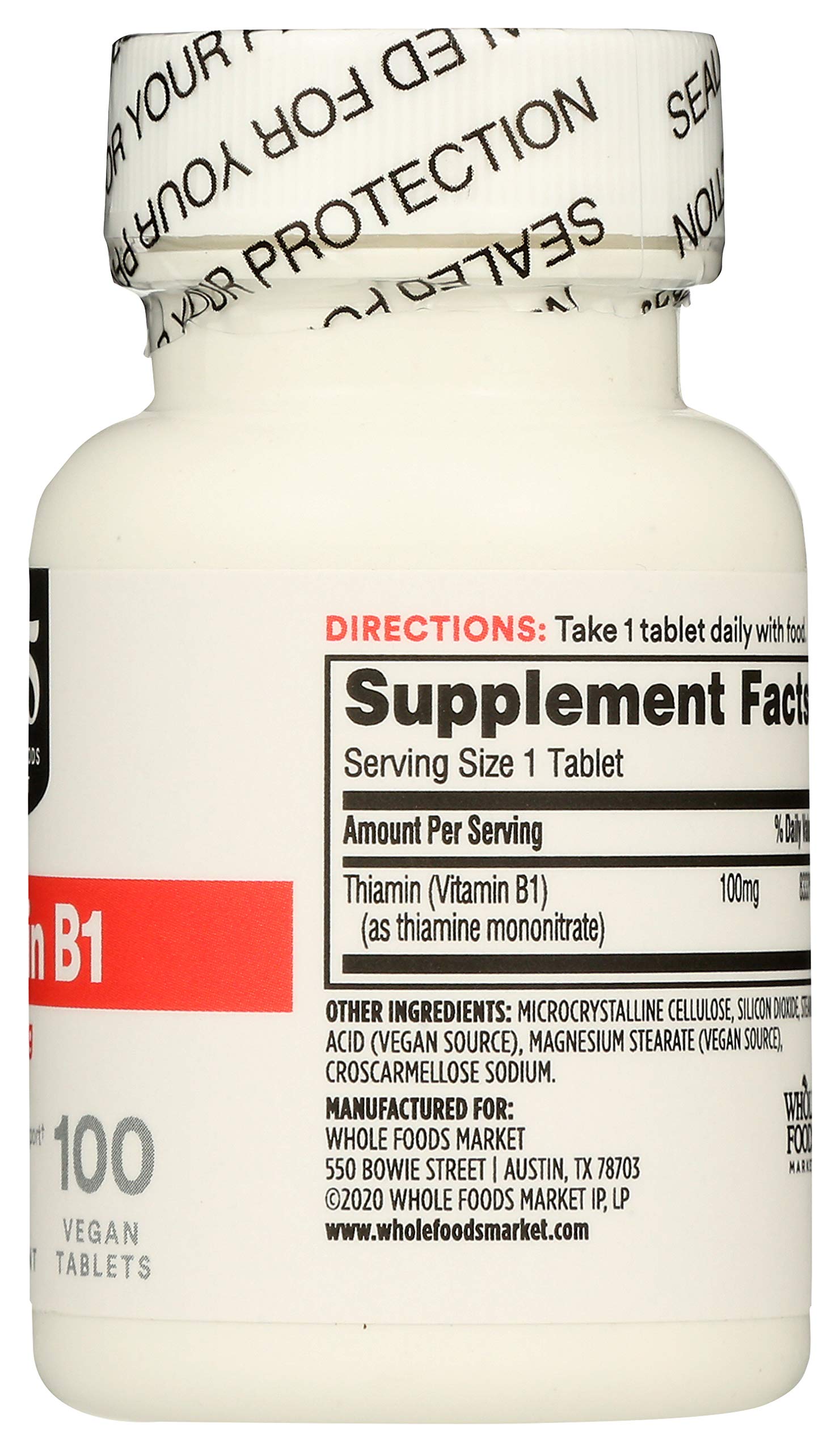 365 Whole Foods Market tableta vitamina B1 en detalle