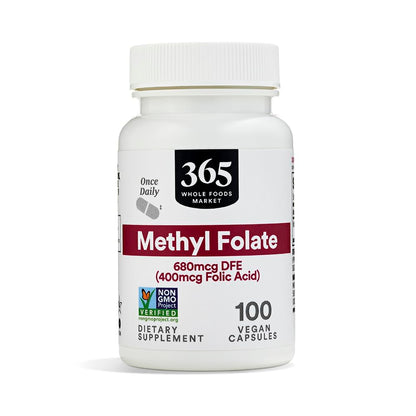 365 Whole Foods Market metilfolato suplemento 100 cápsulas frasco