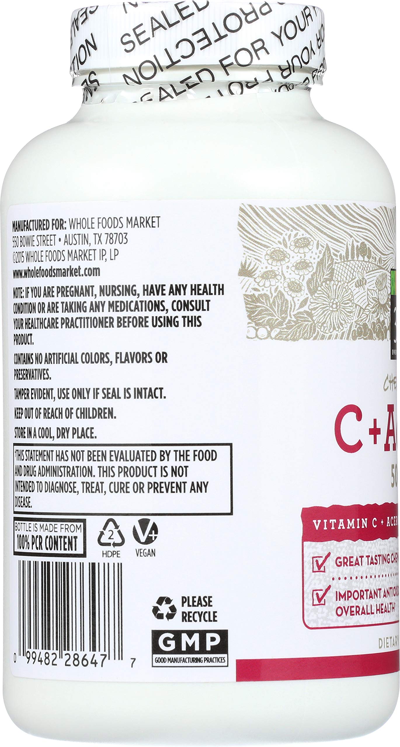 365 Whole Foods tabletas vitamina c plus antioxidante paquete