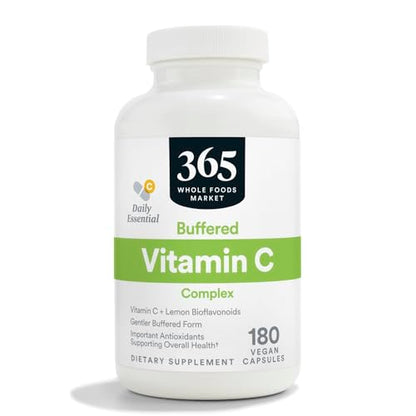 365 Whole Foods vitamina c amortiguada suplemento 180 cápsulas