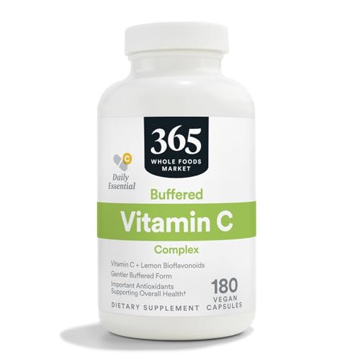 365 Whole Foods vitamina c amortiguada suplemento 180 cápsulas