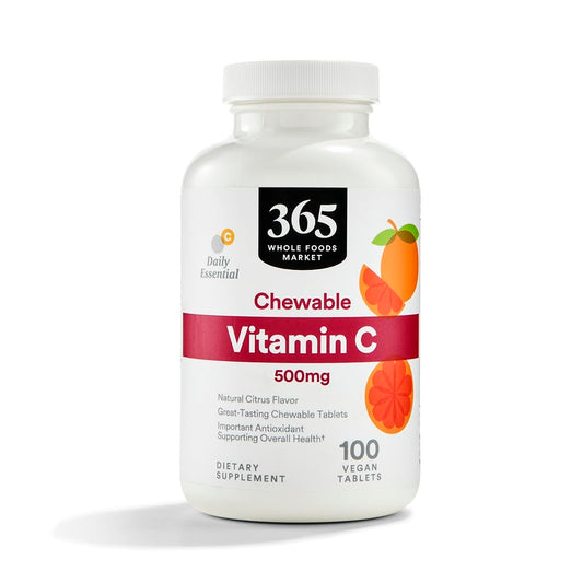 365 Whole Foods vitamina c masticable 500mg paquete 100 tabletas