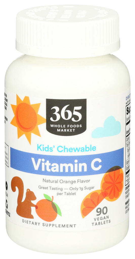 365 Whole Foods vitamina C masticable sabor naranja 90 tabletas