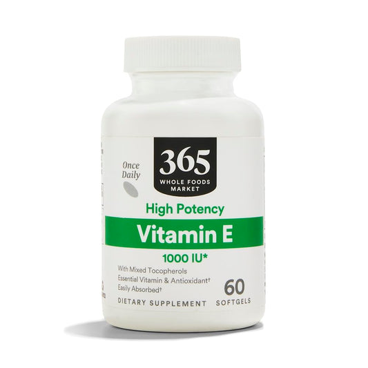 365 Whole Foods Vitamina E 1000 UI caja frontal