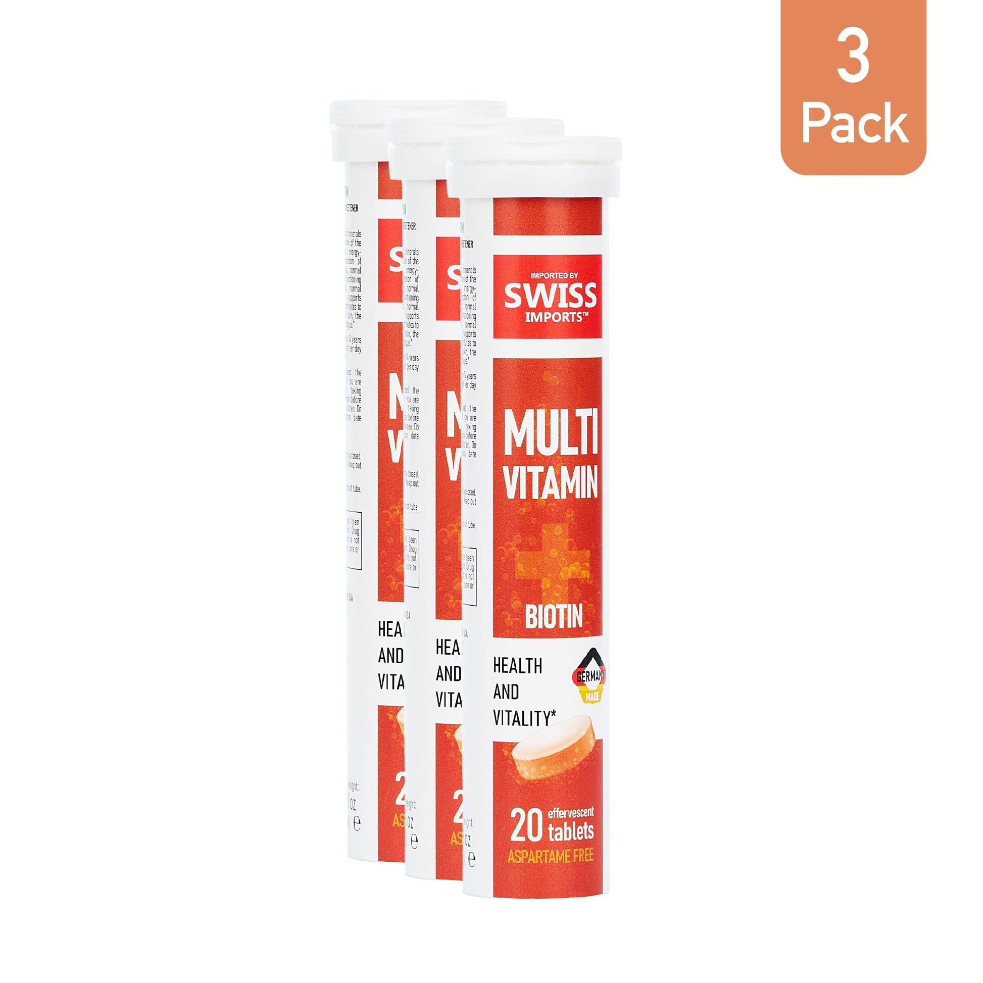 3 pack de multivitaminas Swiss Imports en presentación tropical