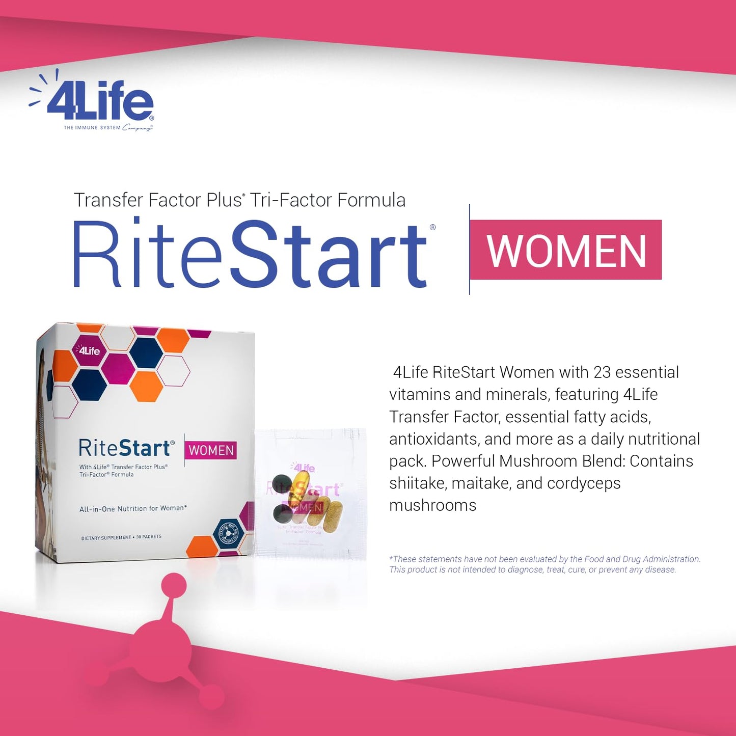 4Life RiteStart Mujeres con mezcla de hongos para salud.