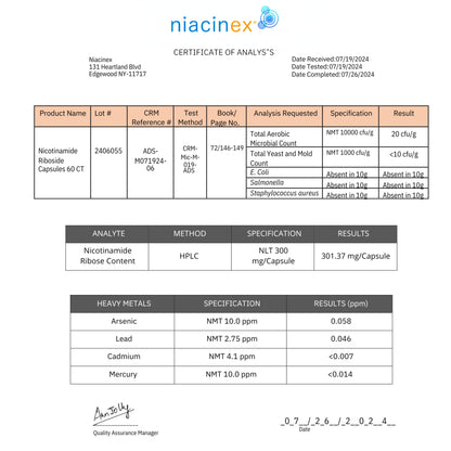 60 Cápsulas NAD+ Precursor Salud Niacinex