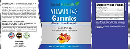 90 gomitas vitamina D3 Tarsal Naturals sabor durazno y mango