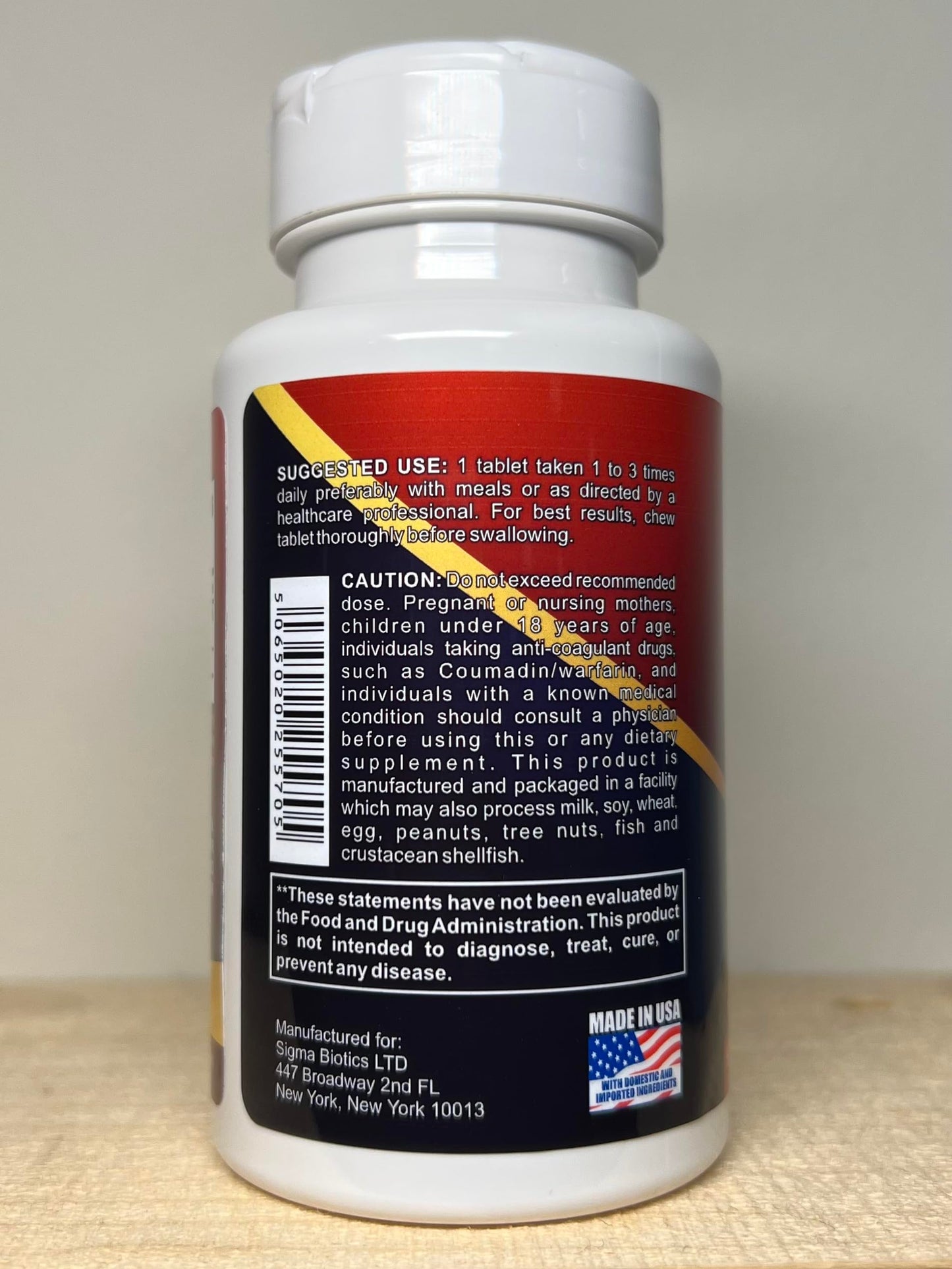 90 tabletas masticables suplemento vitamina D3 y K2 SigmaBiotics