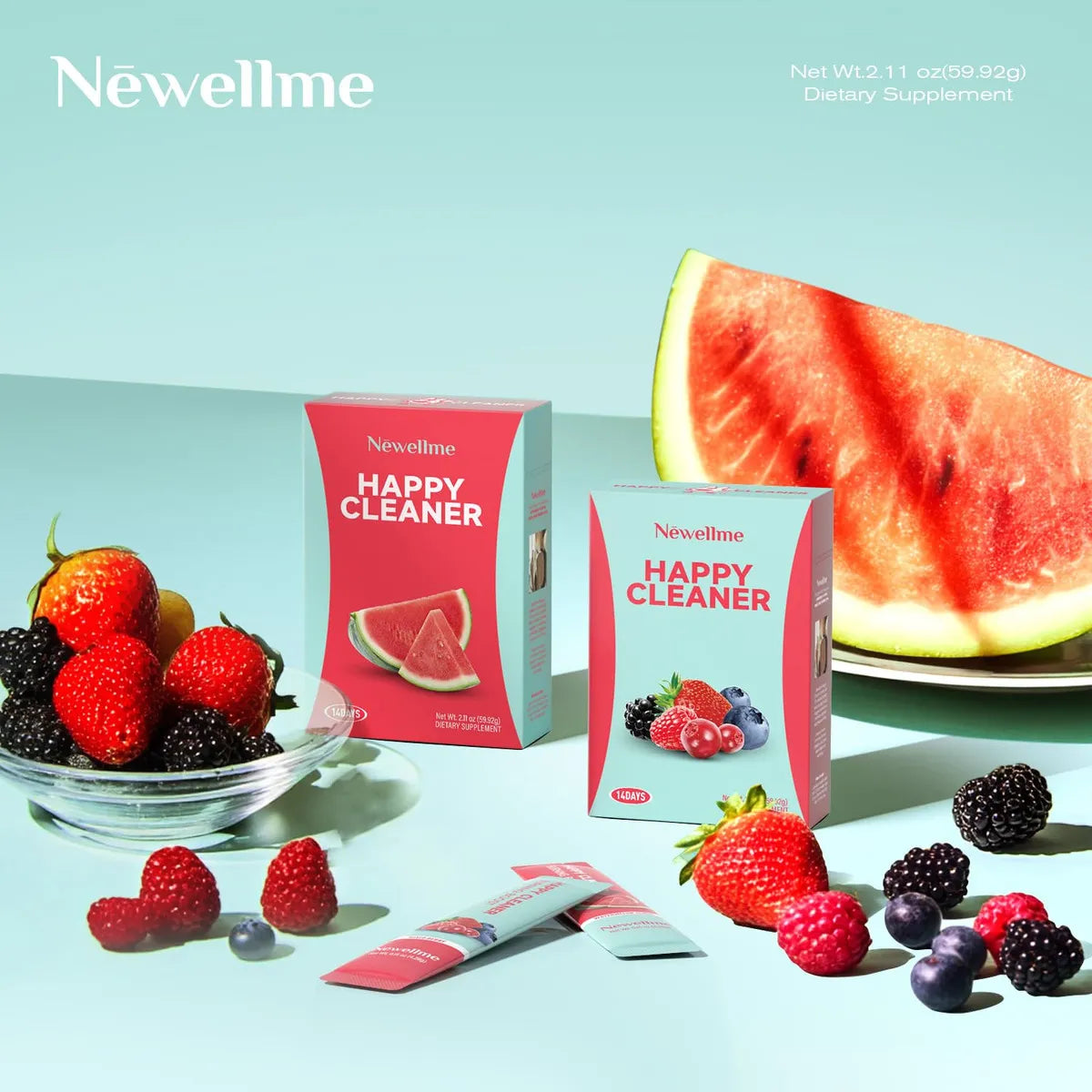 Newellme - Polvo Probiótico Sandía Y Frutos Rojos (Berries)