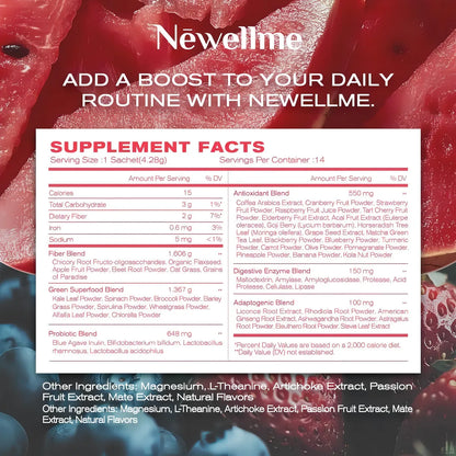 Newellme - Polvo Probiótico Sandía Y Frutos Rojos (Berries)