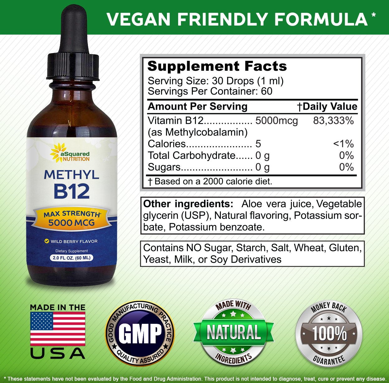 Absorción máxima vitamina B12 gotas líquidas veganas