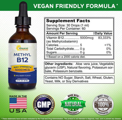Absorción máxima vitamina B12 gotas líquidas veganas