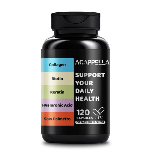 Frasco ACAPPELLA cápsulas para crecimiento cabello y colágeno