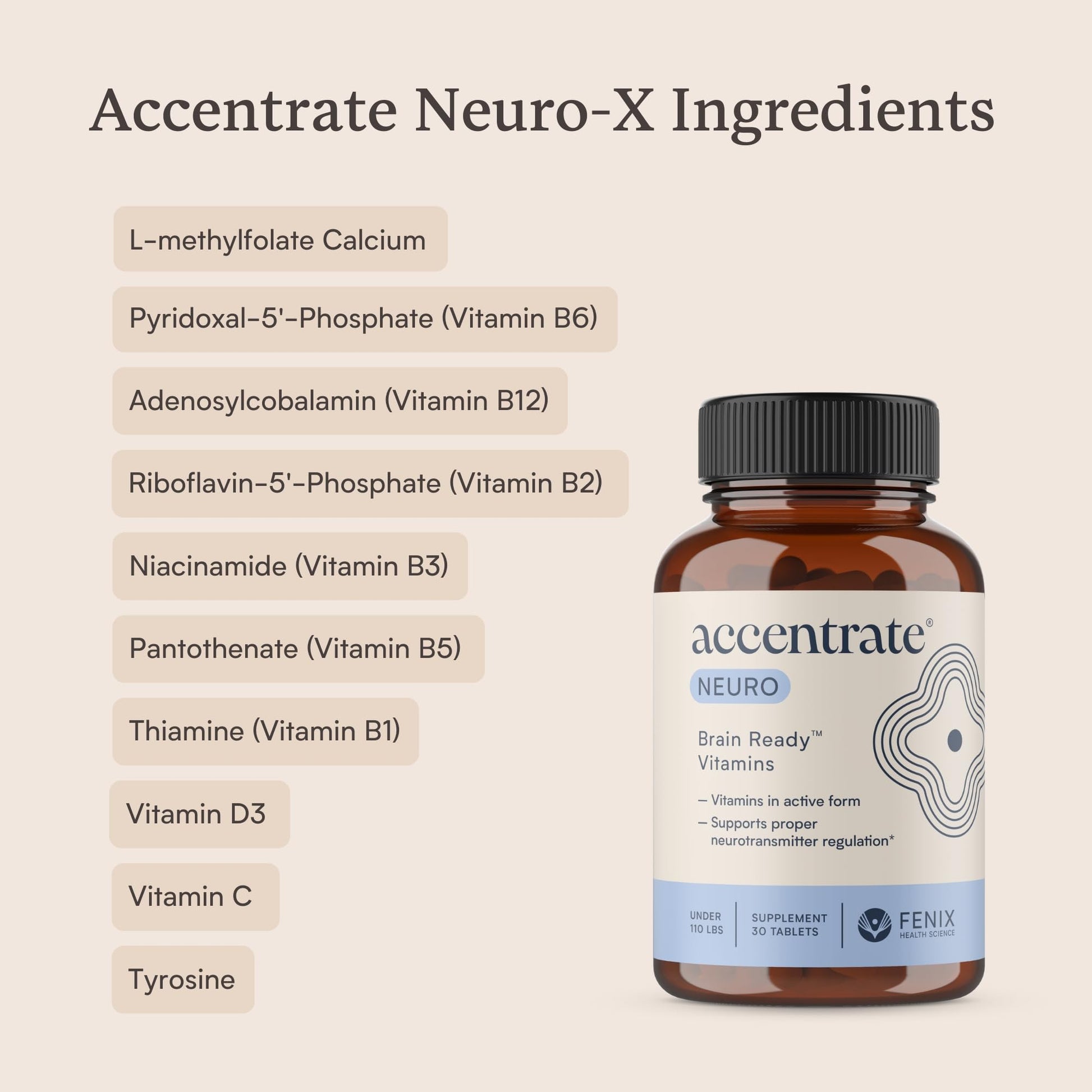 Accentrate Neuro X suplemento con vitamina C y vitamina D