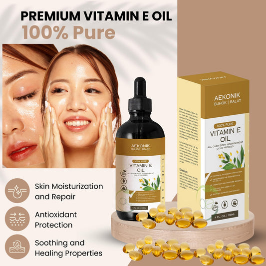 Aceite hidratante vitamina e orgánico para cuidado corporal AEKONIK