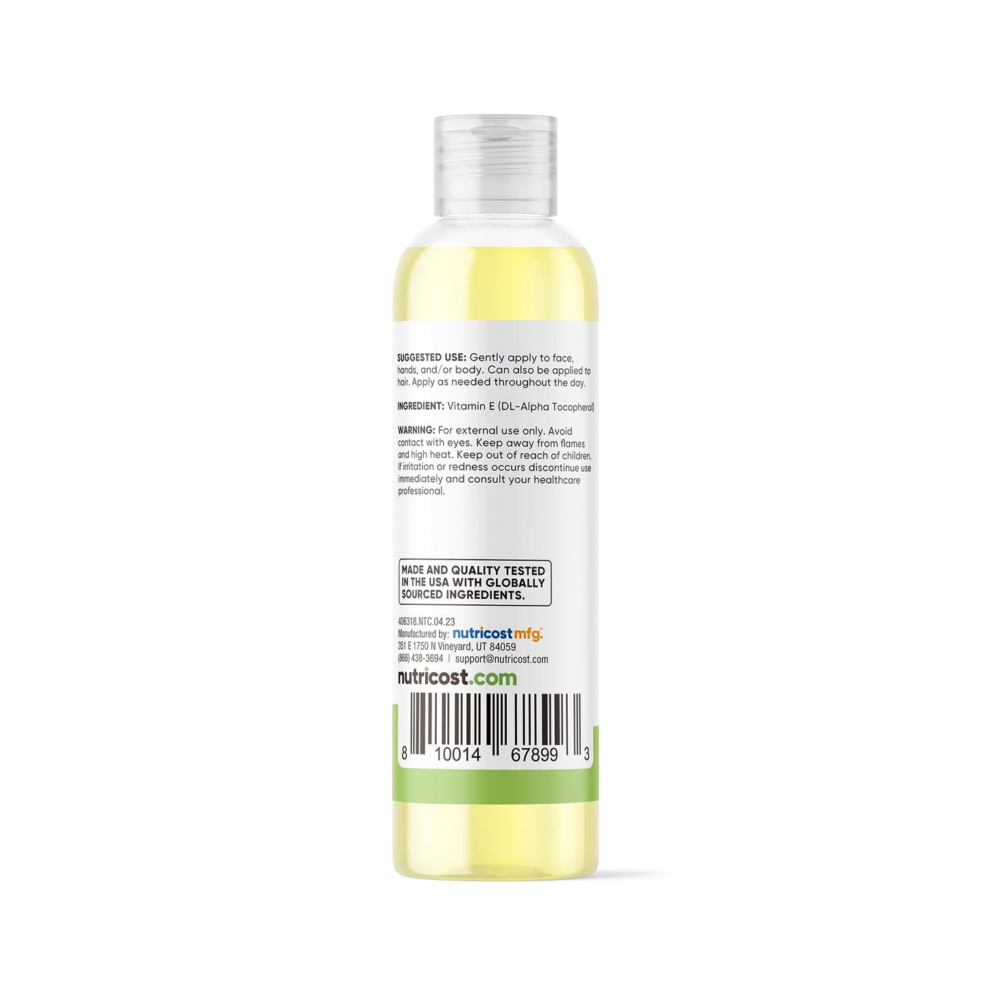Aceite Nutricost vitamina E frasco 8 onzas certificacion NSF