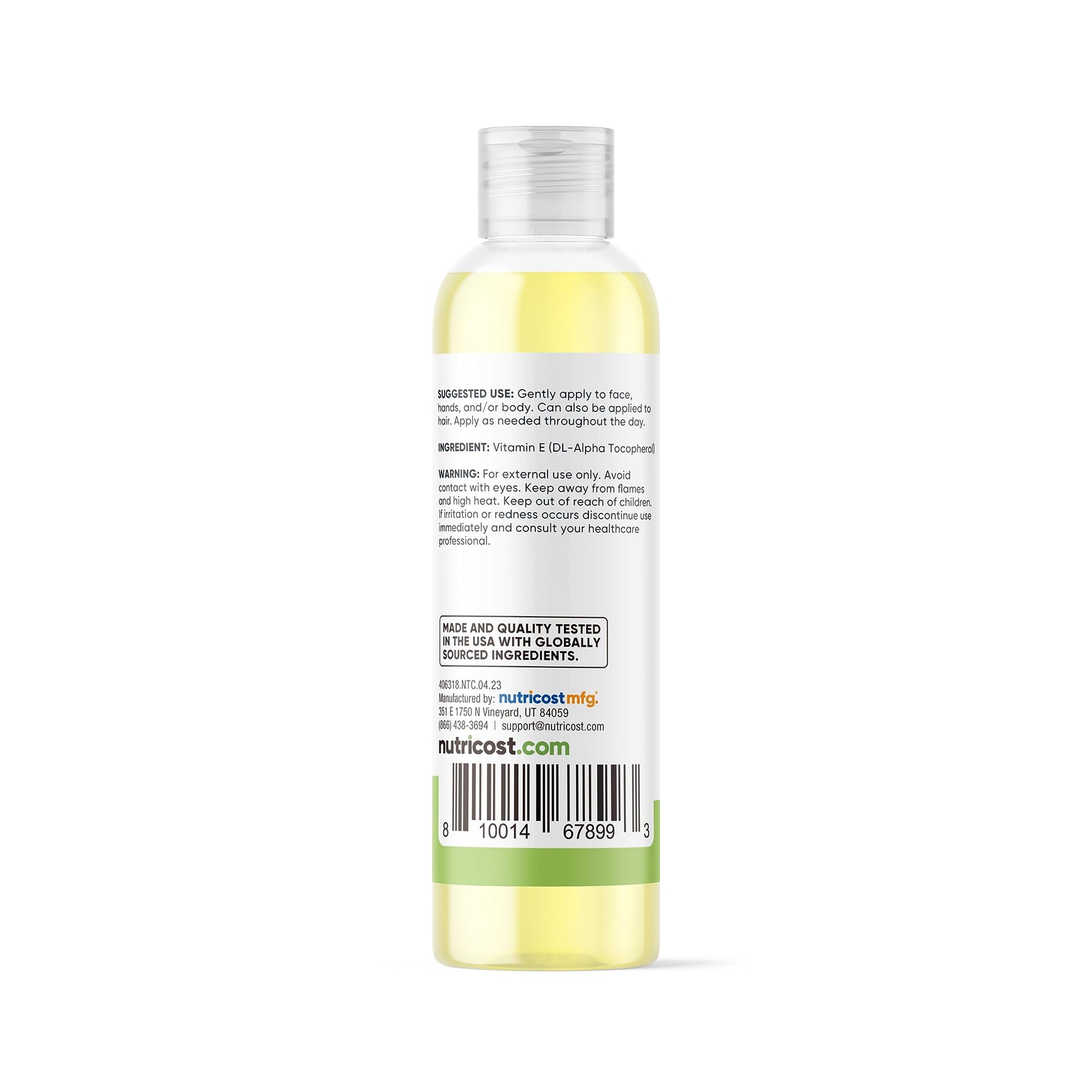 Aceite Nutricost vitamina E frasco 8 onzas certificacion NSF