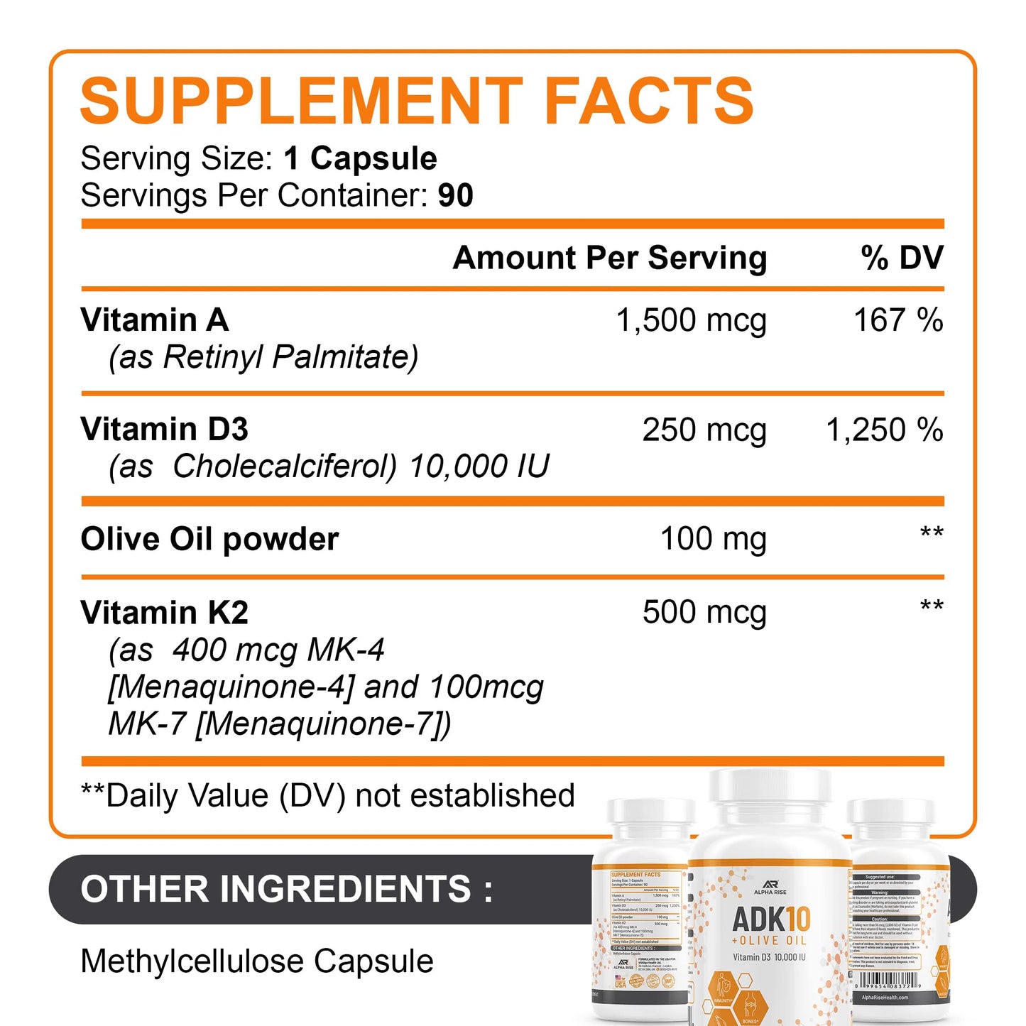 Aceite de oliva natural en vitaminas ALPHA RISE para mejor absorción