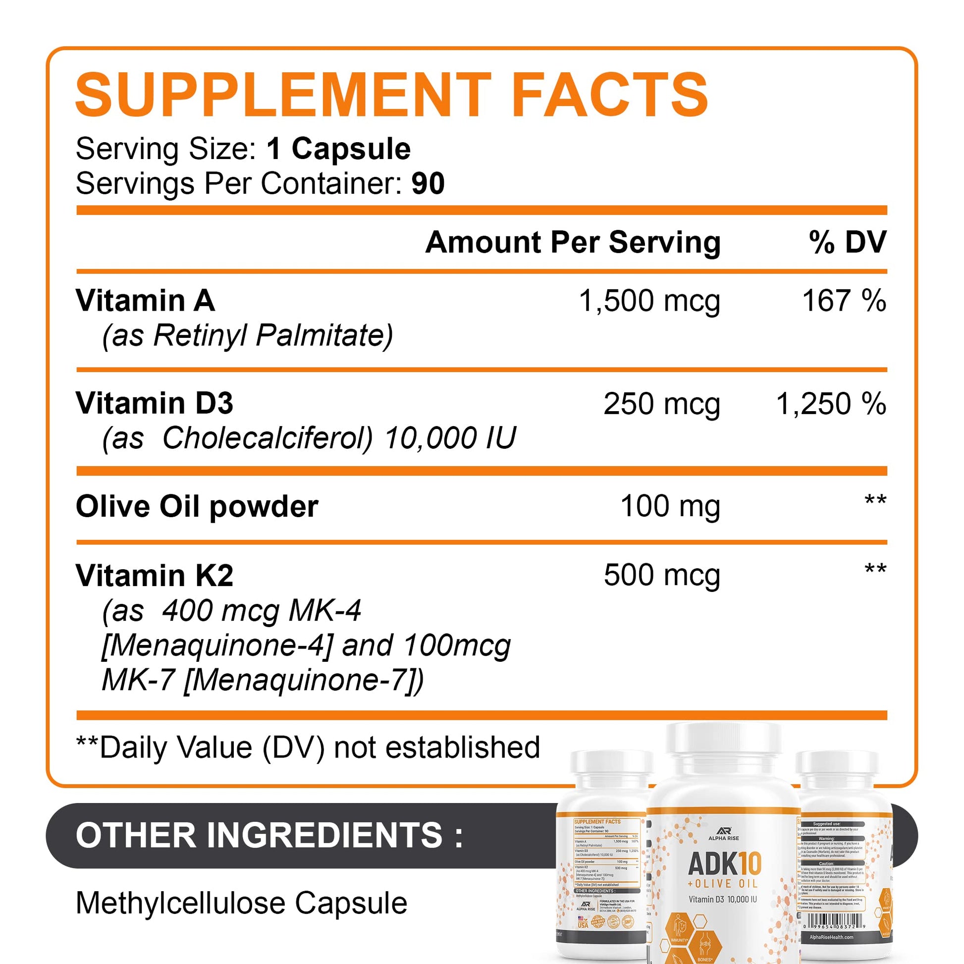 Aceite de oliva natural en vitaminas ALPHA RISE para mejor absorción